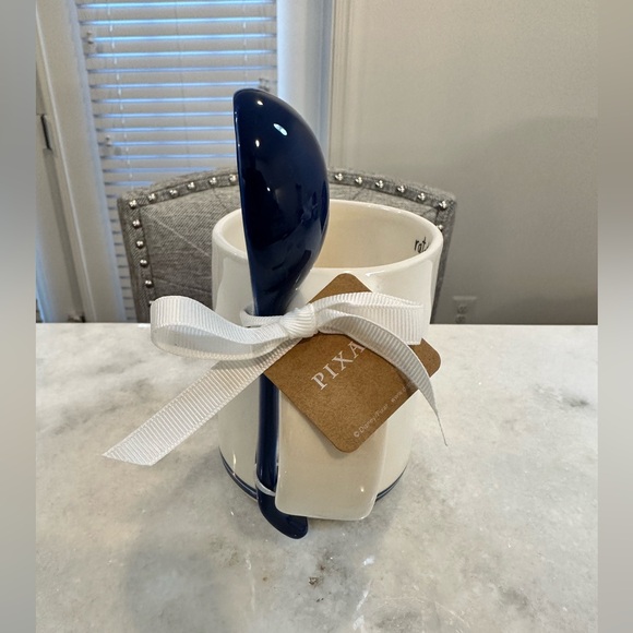 Rae Dunn Pixar LE PETIT CHEF Ratatouille Mug w/ Blue Spoon | White & Blue Mug - Picture 5 of 9